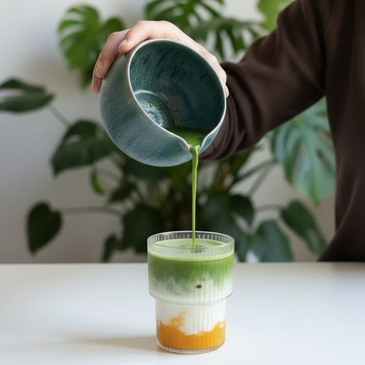 Matcha Schale mit Ausguss (Farbe Pond Water)
